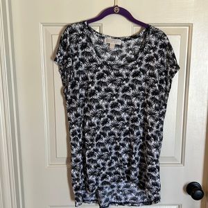 100% Modal Michael by Michael Kors High Low Dolman Sleeve tee sz xl. Blk/Wht